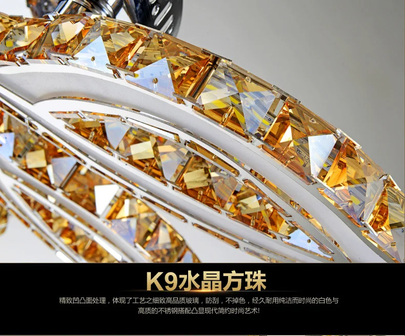 Удаленный Управление затемнения Роскошный блеск де Cristal K9 LedBauhinia люстра современный покрытием зеркало металлическая люстра