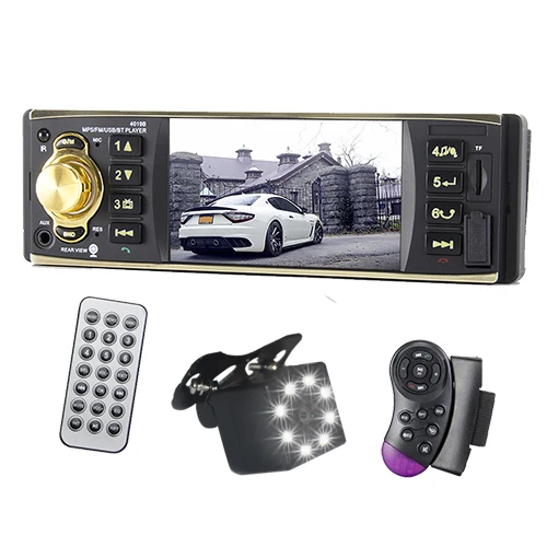 Hippcron 4" TFT Screen 1 Din Car Radio Audio Stereo Bluetooth MP3 USB AUX FM Audio Player with Rear View Camera Remote Control - Цвет: Control and Camera