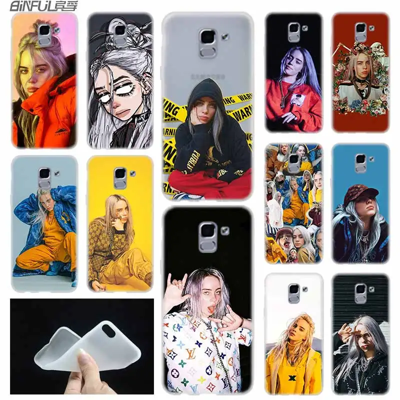 

Billie Eilish Hot Music Singer Star case Cover TPU Coque For Samsung Galaxy J6 J8 J3 J5 J7 J4 Plus 2018 2016 2017 EU Prime Ace