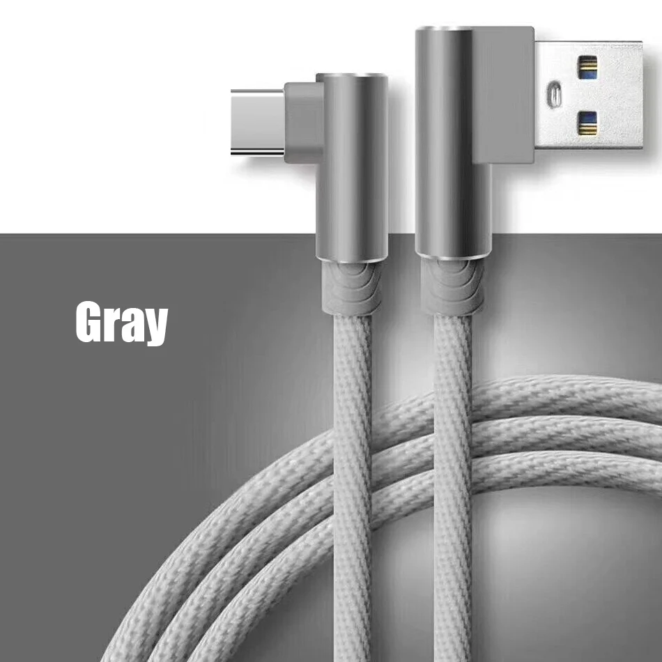 Кабель usb type-C для быстрой зарядки 3 А для huawei, кабель USB C для зарядки и синхронизации данных для samsung Xiaomi, 1 м, 2 м, 3 м, кабель для зарядки телефона - Цвет: Grey