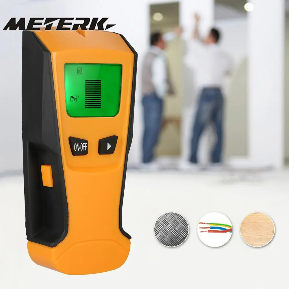 Meterk 3 в 1 pinpointer металлодетекторы Стад центр поиск металла и AC живой провод детектор настенный сканер Золотой искатель