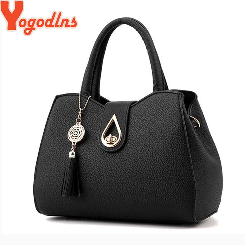Yogodlns Large Capasity Leather Bag for Women Simple temperament handbag tassel Crossbody Bags Shoulder Bags