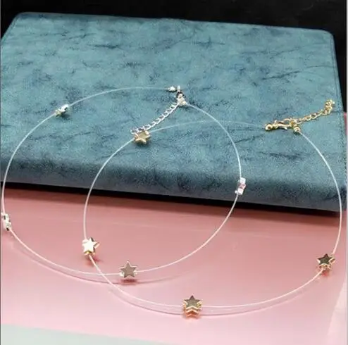 

X 642 Explosion models invisible necklace fishing line five-pointed star elastic line necklace clavicle chain factory direct fem