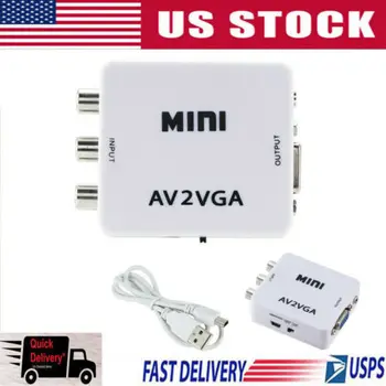 

New Mini HD AV2VGA Video Converter Box AV RCA CVBS To VGA HDTV Adapter