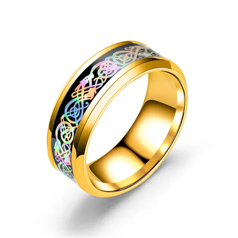 Прямая поставка кольцо из нержавеющей стали 316L обручальное кольцо синий углеродного волокна des Nibelungen Дракон Кольца для мужчин