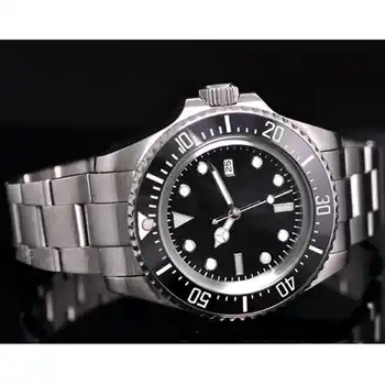 Solid 44mm Black Sterile Dial Stainless Steel Case Luminous Marks Ceramic Bezel Luxury Brand Automatic Movement Men's Watch P65