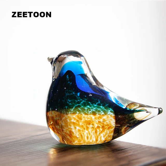 Best Price 1PC Handmade Art Colored Glaze Glass Bird Nordic Home Decoration Lovely Animal Desktop ornament Creative Birthday Christmas Gift
