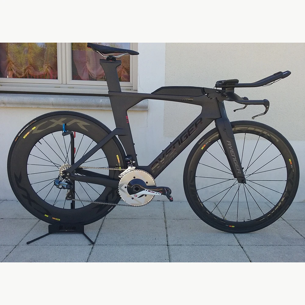 Excellent 700C Complete Bike TT Bicycle Time Trial Triathlon Carbon Fiber Carbon Black Painting Frame TM6 Avenger 5