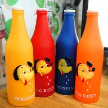 Fashion Dog Toys Silicone Beer Bottle Brother Dog Pattern Puppy Pet Play Chew Squeaky Toys for Dogs Cats Pets Supplies