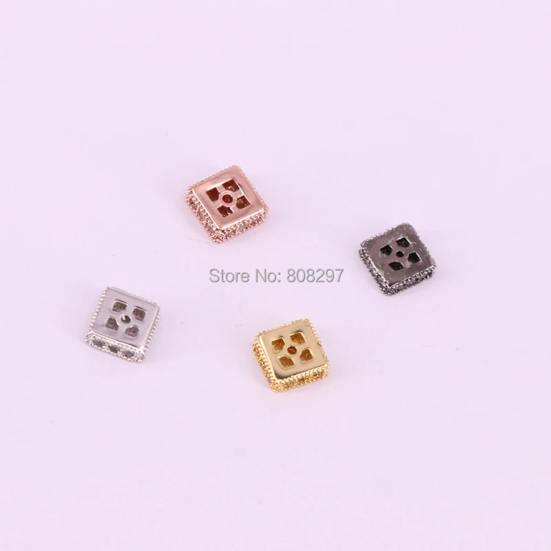 30 шт. Micro Pave CZ Площадь Spacer Бусины для DIY решений браслет ожерелье Ювелирные изделия Поиск