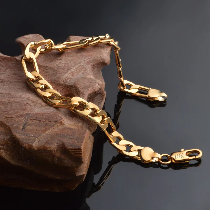MEEKCAT 2019 новый браслет из чистого золота 18 K 8 мм 21 см браслеты плетеные цепи для