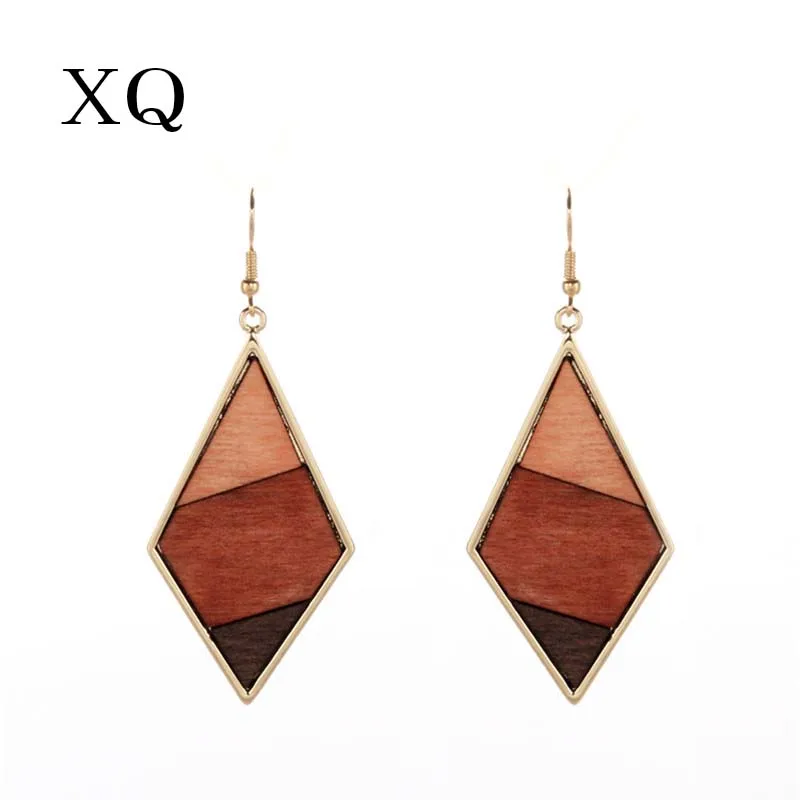 

Free shipping Fashion lady Women Geometric figure wood earrings necklace set Christmas present Jewelry accessorie