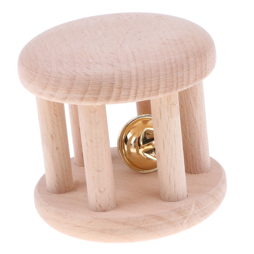 Montessori style naturel en bois bébé hochet saisir jouet sensoriel pour bébé bambin développement-handbell hochet