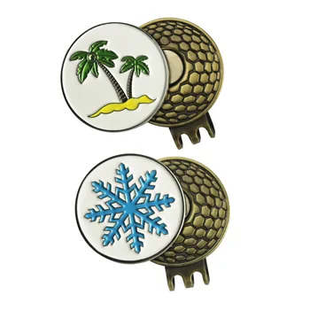 

PINMEI Golf Ball Marks with Golf Hat Clips Sets- Palm Tree and Snowflake Patterns Golf Markers and 2pcs Cap Clips Sets