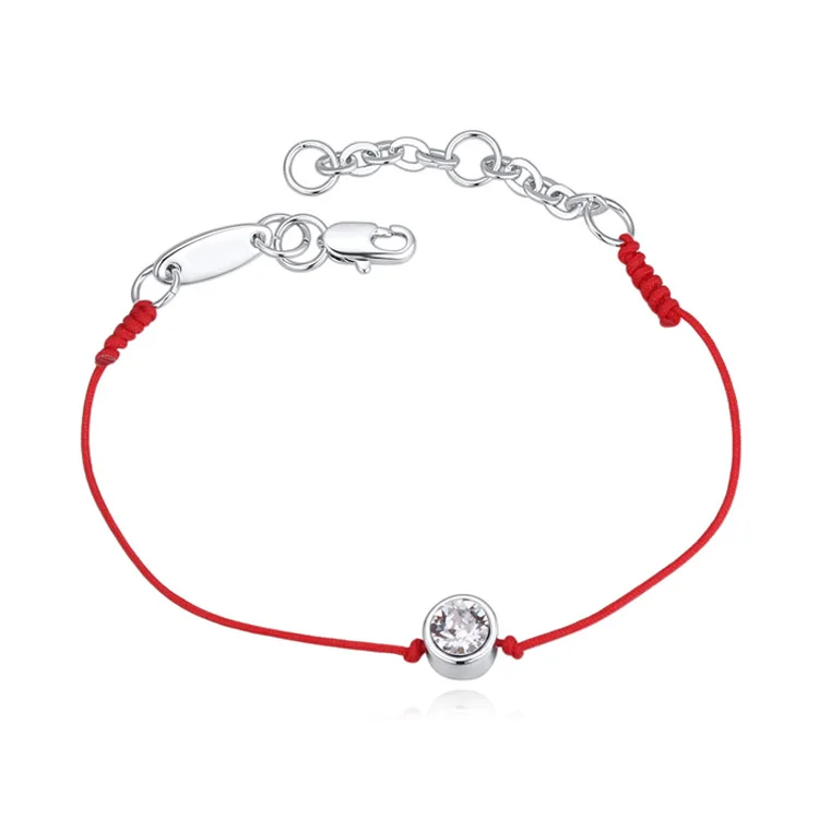 

Crystals From Austria thin red cord thread string rope bracelet with Rhodium Gold Color chain for 2017 women girls gift