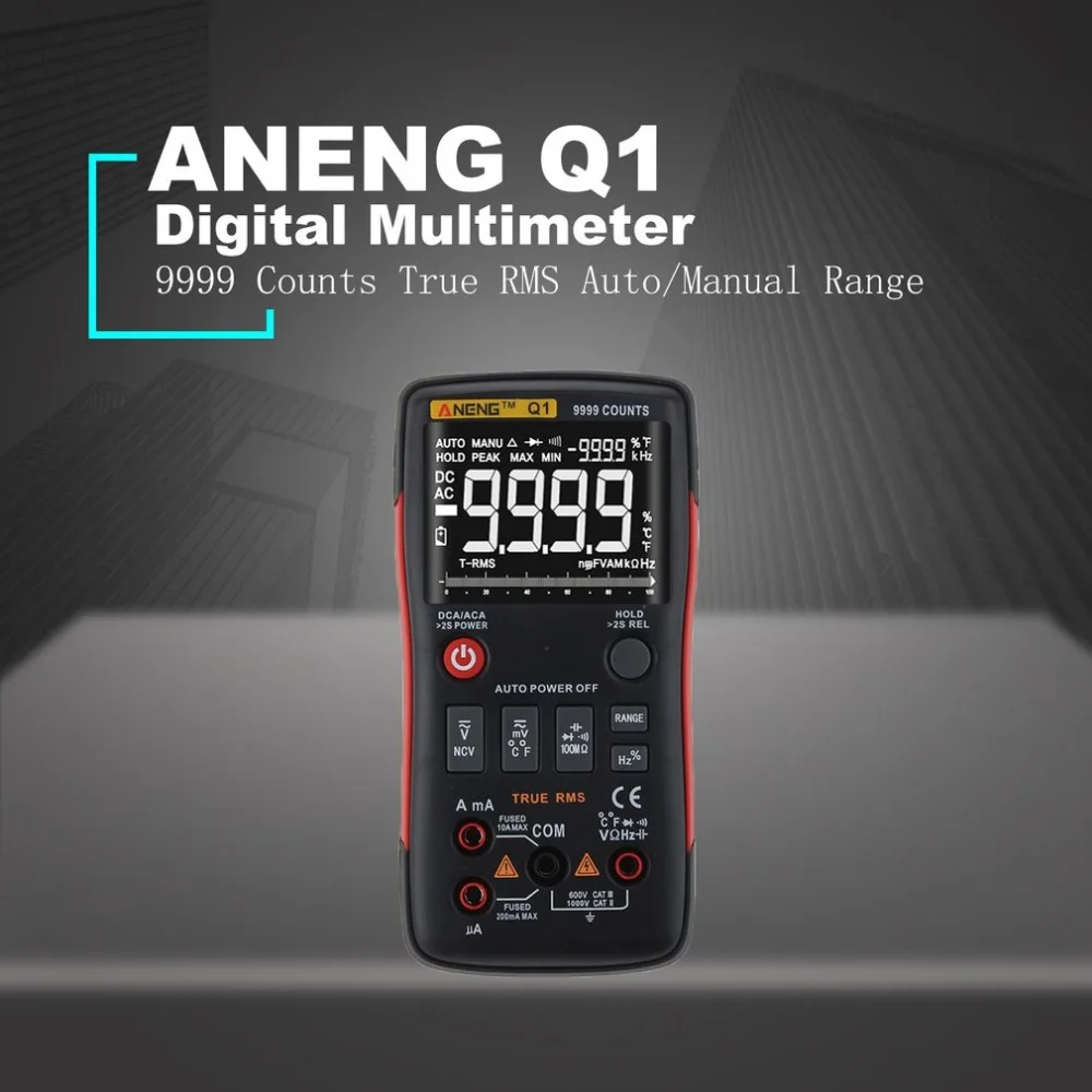 

ANENG Q1 Digital Multimeter 9999 Counts True RMS Auto/Manual Range AC/DC Volt Amp Ohm Capacitance Frequency Temperature Tester