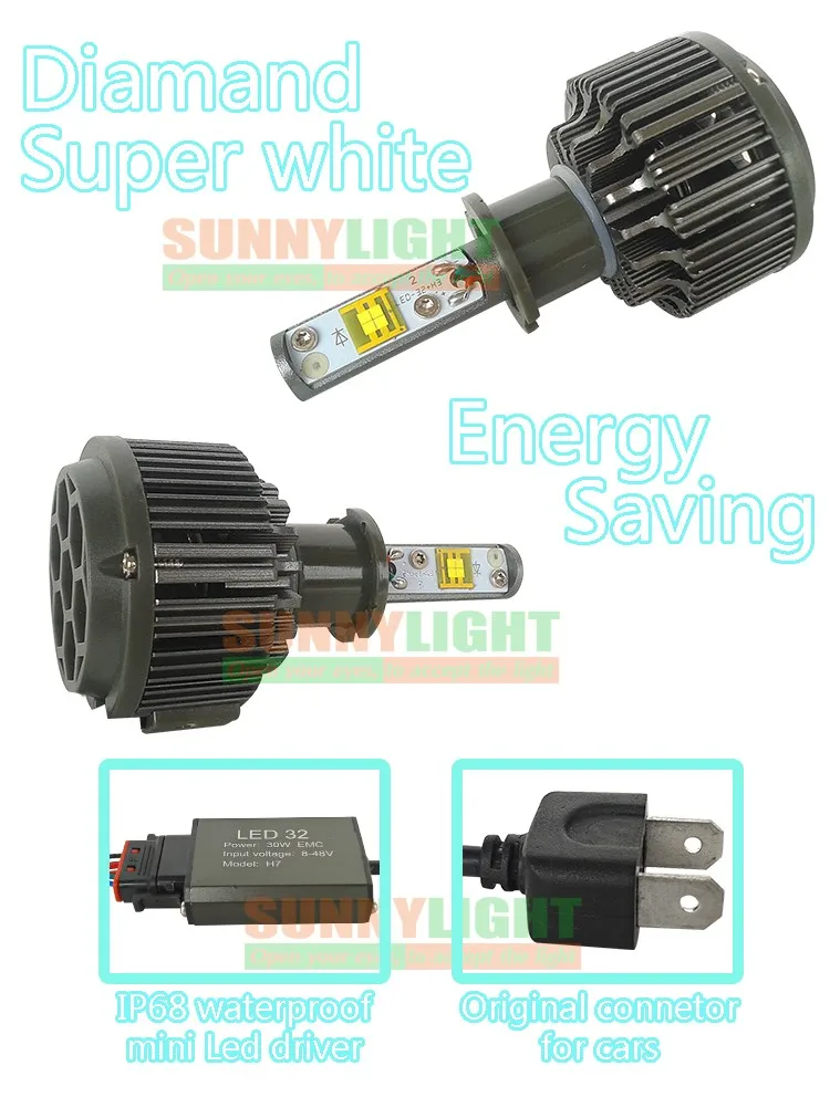 16- cree h3 led car headlight headlamp drl fog light front head light