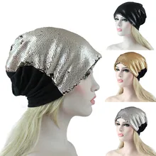 YOUYEDIAN женский однотонный индийский мусульманский Эластичный Тюрбан шляпа Блестки для волос выпадение головной платок обертывание яркий кусок тюрбан химиотерапия# P3