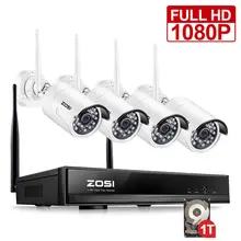 ZOSI 1080P HD Wi-Fi беспроводная камера безопасности Система 4CH 1080P HDMI NVR с 1 ТБ HDD и(4) HD 2.0MP Внутренняя/наружная ip-камера s