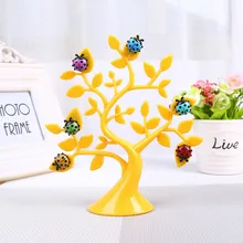 Coloffice 1pc Creative lucky tree ladybug magnets Photo clip notes folder Ladybug fridge magnet Message posted Lovely decoration