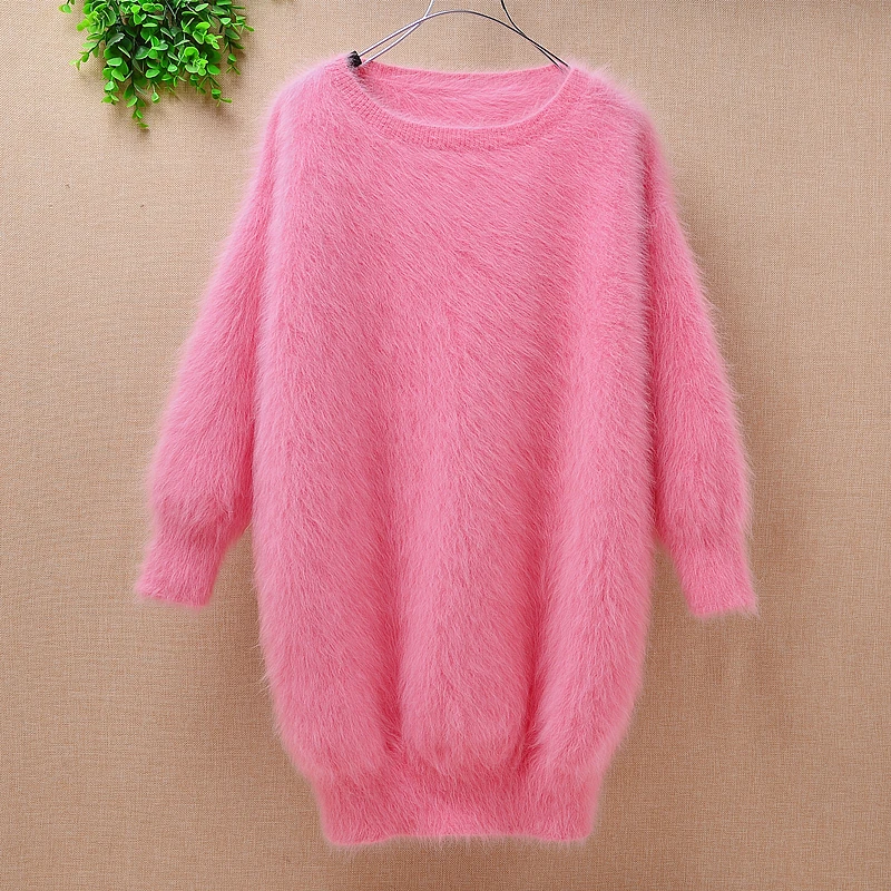 Ladies women medium long genuine mink cashmere o