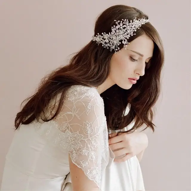 2017 Fashion Hanmade Crystal Bridal Headdress Soft White Wedding 2017 Fashion Hanmade Crystal Bridal Headdress Soft White Wedding Accessories Vintage Headbands Bride Silver Hair