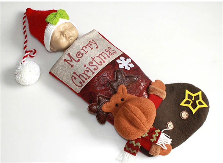 Bolsa de Dormir Boneco de Neve Bolsa de Presente do Feriado com Chapéu Natal Estocagem Kits Bebê Foto Adereços Traje Santa Rena Personagem 3d 14 rena natal personagem 3d saco de presente do feriado com chapéu