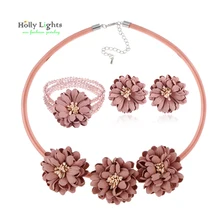 Chica conjunto de collar pulsera de cristal flor de la margarita pendiente del perno prisionero declaración gargantillas collares de caramelo primavera verano de bohemia boho bijoux