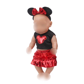 

Doll clothes red gold Mouse suit fit 43 cm baby dolls and 18 inch Girl dolls clothing accessories f547-f548