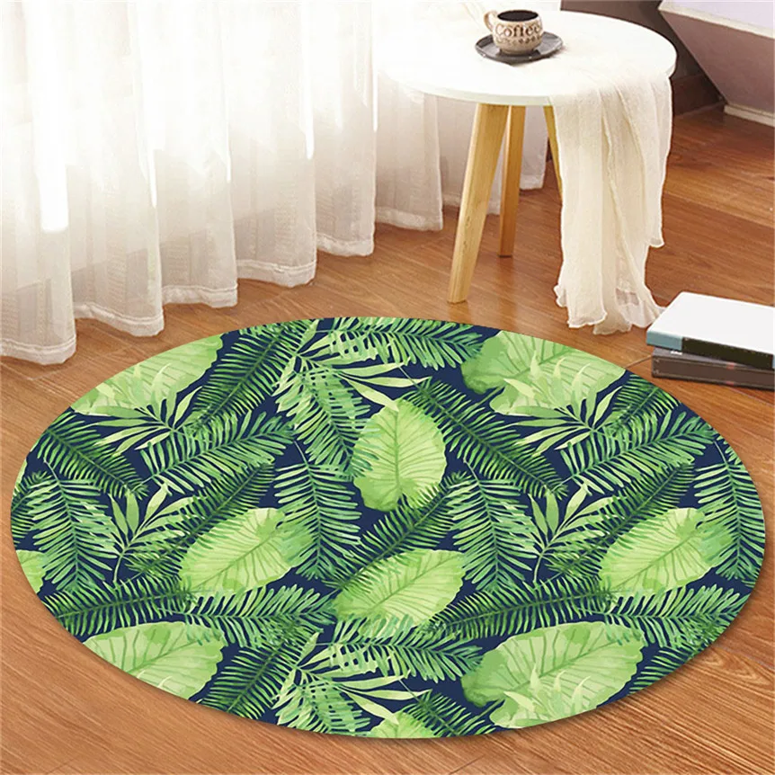 Зеленые листья растений круглый фланелевый ковер для гостиной ковер детская игровая палатка коврик для гардеробной 0506