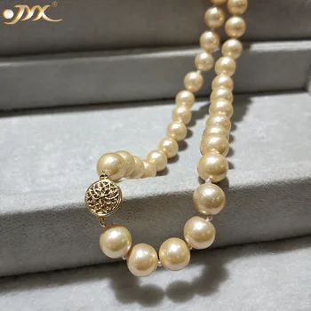 

JYX Shell Pearl Necklace Jewelry 8-8.5mm Round Golden color Sea Shell Pearl Necklace 18" High Luster top necklace