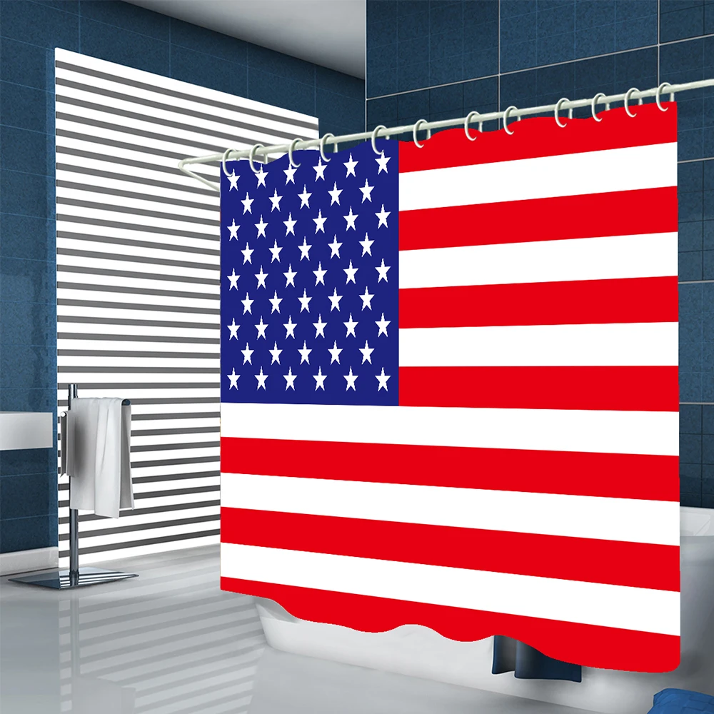 Занавеска для душа с рисунком флага США водонепроницаемая занавеска ванной из