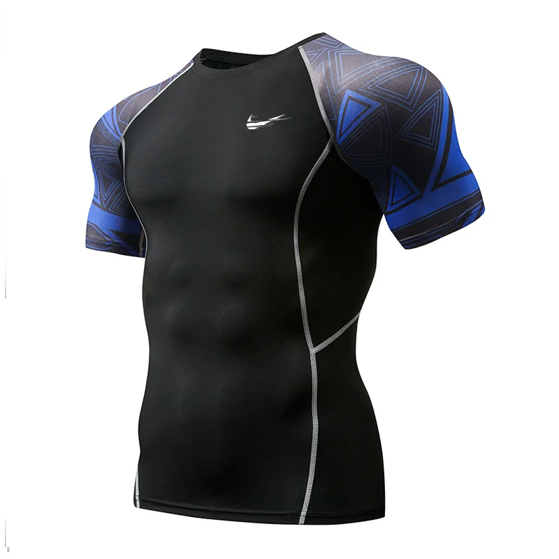 2019 Men's T-shirts Quick Dry Tight Fitness Running T shirts Men Brand Short Sleeve Gym Sport compression shirt Men's Sportswear