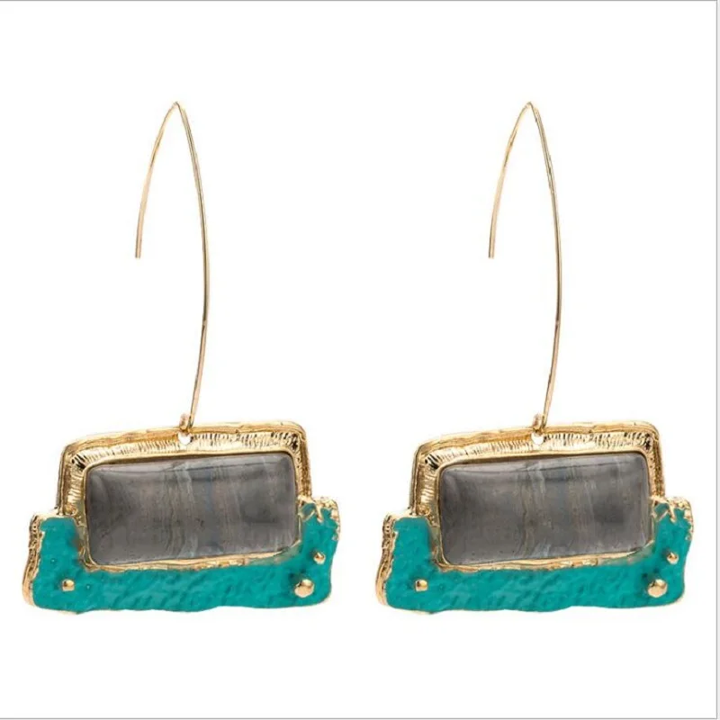

Find Me 2019 new Fashion Crystal Mosaic Drop Earrings For Women Jewelry Brand color printing resin Dangle Earrings wholesale