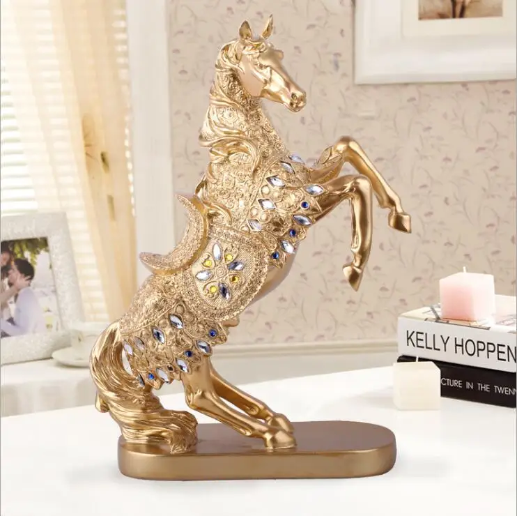 

Longree 15.4inches Height Resin Golden/Silver Horse Statue Steed Animal Sculpture Horse Figurine Miniature Home Office Decor
