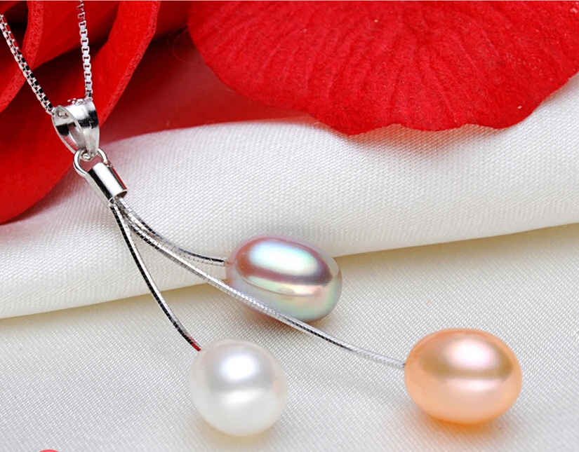Pearl Necklace Pearl Jewelry Multicolour Natural Pendant 925 Sterling Silver For Women Gift pendant necklace silver necklace charms silver necklace silver pendant
