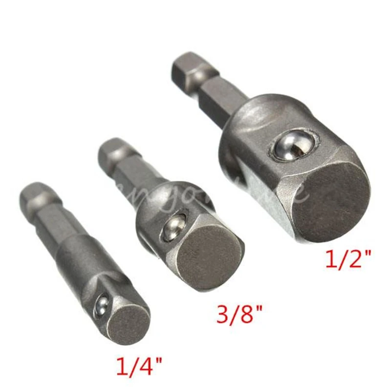

3pcs Wrench Sleeve Extension Bar Hex Shank Drive Power Drill Bit Socket Driver Adapter Set 1/4 3/8 1/2& 50mm Long