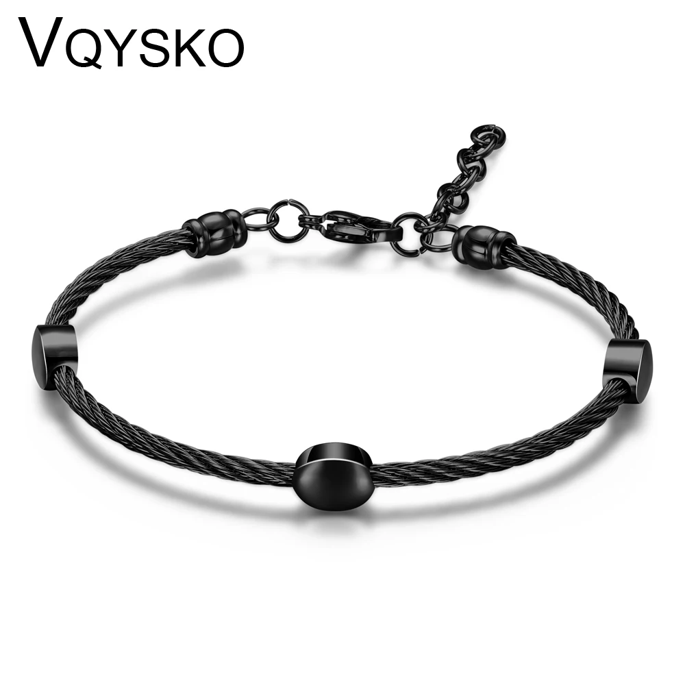 

4 Colors Cable-Wire Chain Bracelet & Bangle With Rose Gold/Gold/Black/Silver Plated Stainless Steel Wire Bangle for Women