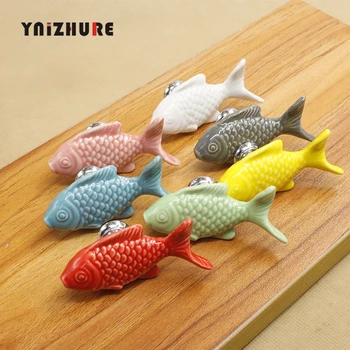Children Drawer Knobs Fish Shape Ceramic Handles for Kids Room Kitchen Cabinet Handles Cupboard Knobs Furniture Hardware