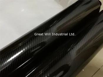 

6D Gloss Carbon Fibre Vinyl Film For Car Wrap Shiny Finish with Air Free Bubble Like Real Carbon 1.52x20m/Roll/5x67ft