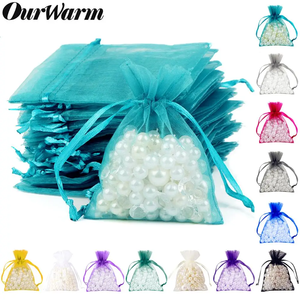 

OurWarm 50pcs Jewelry Organza Candy Bag Pouch Gift Bags Gifts Color Organza Pouches Package Wedding Favors Party Decoration 18CM