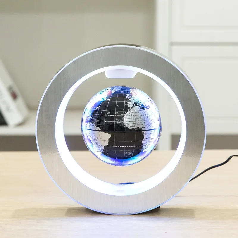 Новое оригинальное украшение магнитной левитации Плавающий глобус Карта мира с светодиодный свет с Электромагнит и магнитным датчиком поля