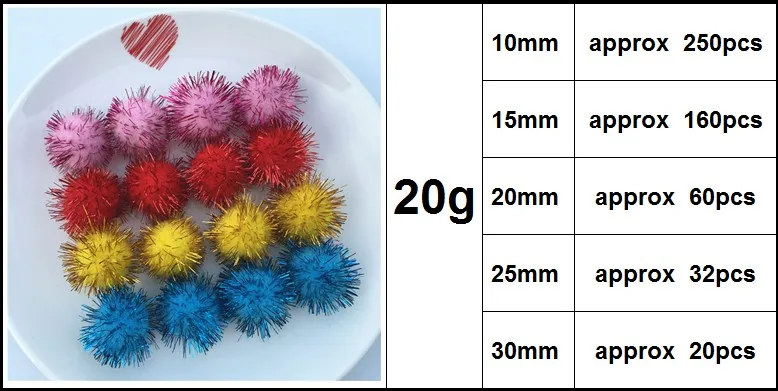 Помпон 10 мм 15 мм 20 мм 25 мм 30 мм Рождественский помпон пушистый поделки мягкие помпоны для детей рождественские украшения аксессуары 20 г