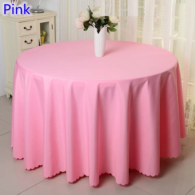 Pink Colour Polyester Table Cloth Table Cover Table Linen Round Table
