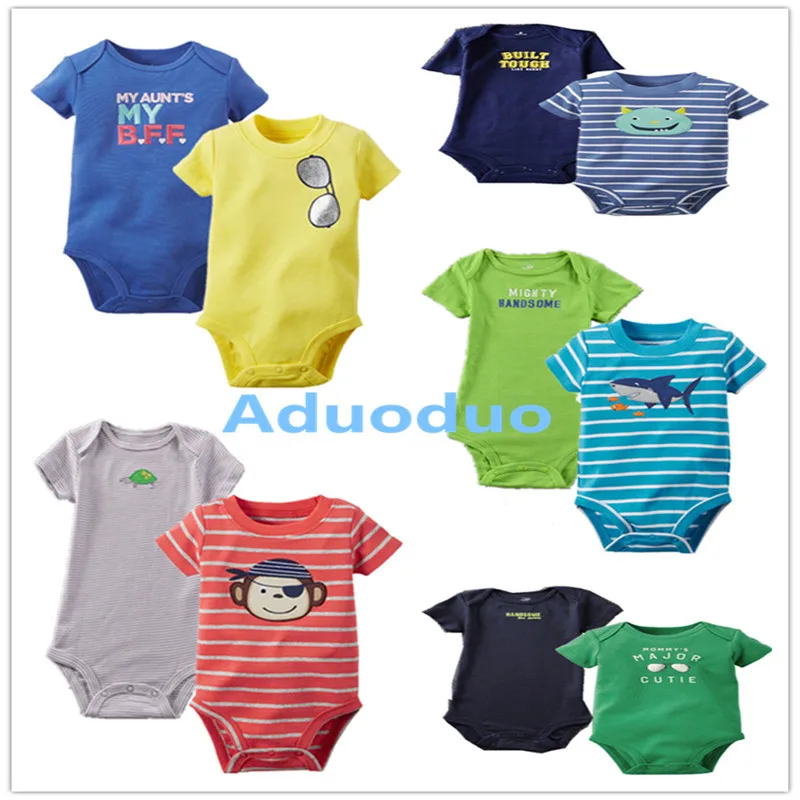 New 2PCS Baby Boys Bodysuits Newborn Clothes Body Bebe Short Sleeve