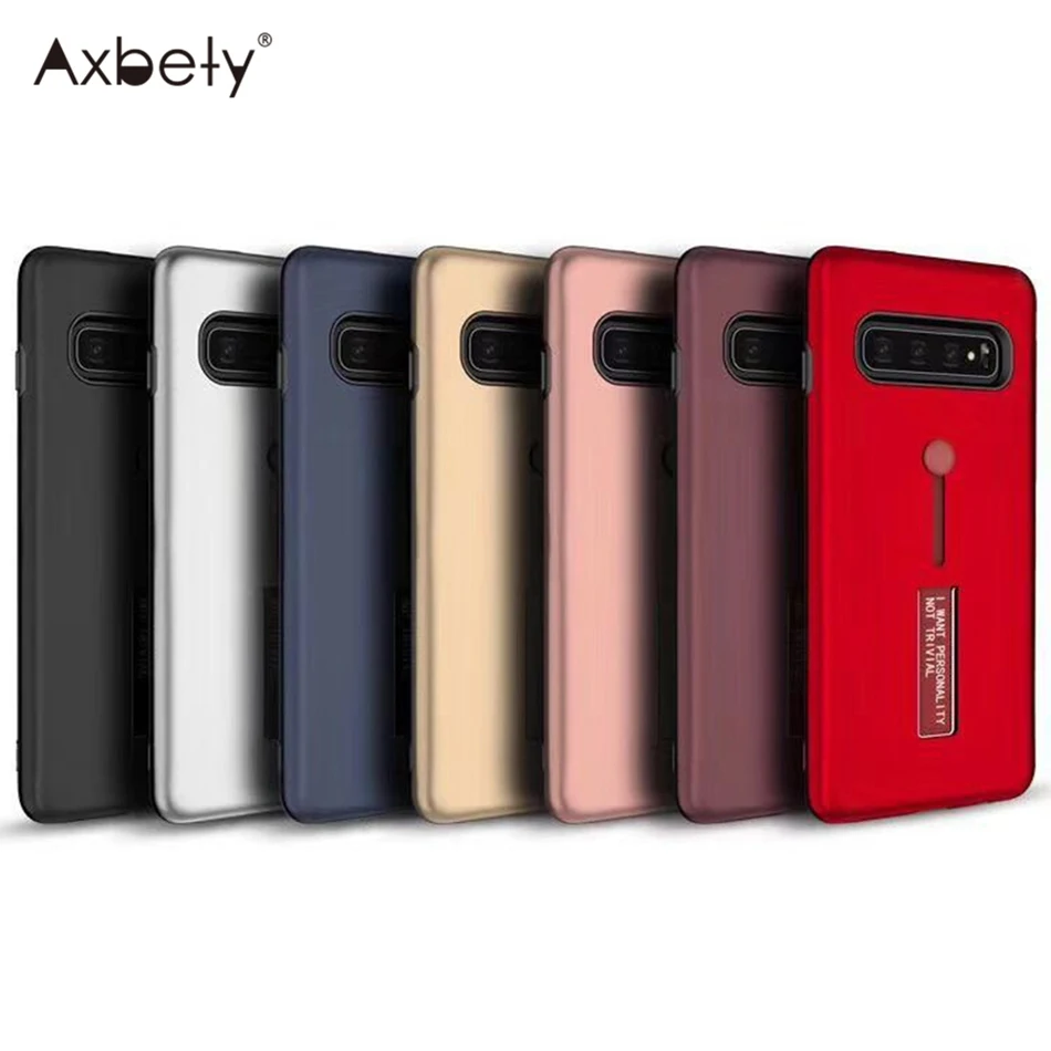 

Fashion Kickstand Phone Case For Samsung Galaxy S10 Finger Loop Strap Cover For Samsung S10 Plus S10 Lite Hide Stand Holder Case