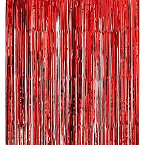 3 фута х 8 футов перламутровая металлическая мишура фольга бахрома шторы для фон для фото на вечеринке Свадебный декор - Цвет: red
