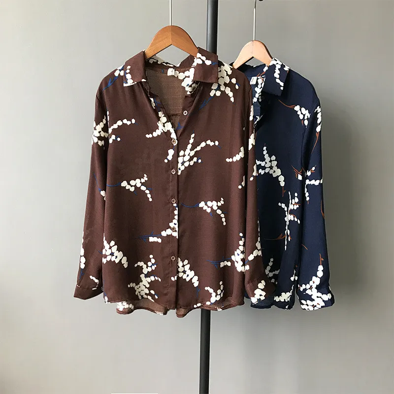 

Vintage Summer-Autumn Women Blouse 2018 Loose Retro Print Thin Blouse Shirt Long Sleeve Linen Woman Clothes Roupas Femininas