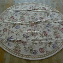 Круглый 6' X 6' потрясающий шикарный французский цветочный сотканный вручную шерстяной на плоской подошве с плетением рукодельный ковер