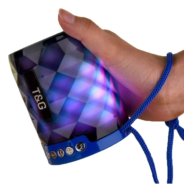 T & G 155 Mini Bluetooth Kim Cương Đèn LED Xách Tay Không Dây Ngoài Trời Loa Hỗ Trợ Cuộc Gọi Rảnh Tay Thẻ TF USB đĩa